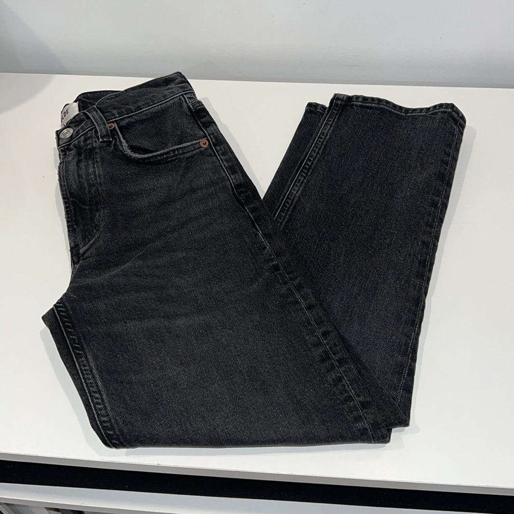 Agolde black kye mid rise straight crop jeans size 22 - Picture 4 of 14